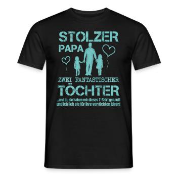 Stolzer Papa zwei Töchter - Männer T-Shirt - Schwarz - Vorne - AI Model Male 178 light (178cm)