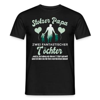 Stolzer Papa zwei Töchter - Männer T-Shirt - Schwarz - Vorne - AI Model Male 178 light (178cm)