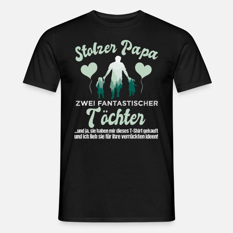 Stolzer Papa zwei Töchter - Männer T-Shirt - Schwarz