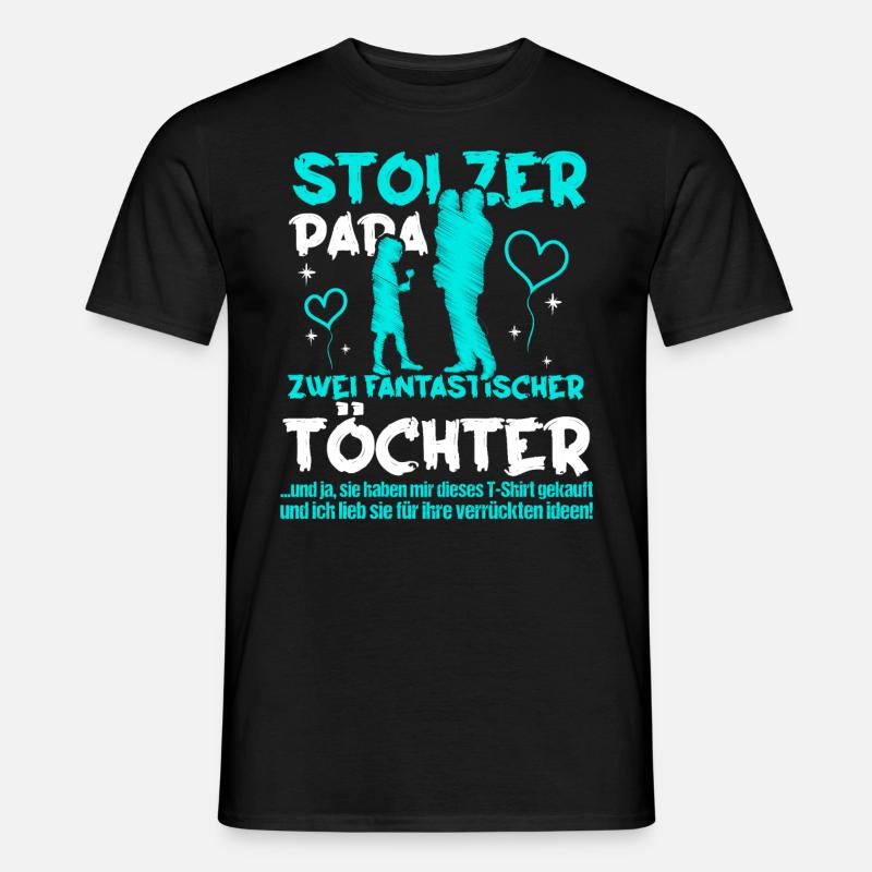 Stolzer Papa zwei Töchter - Männer T-Shirt - Schwarz