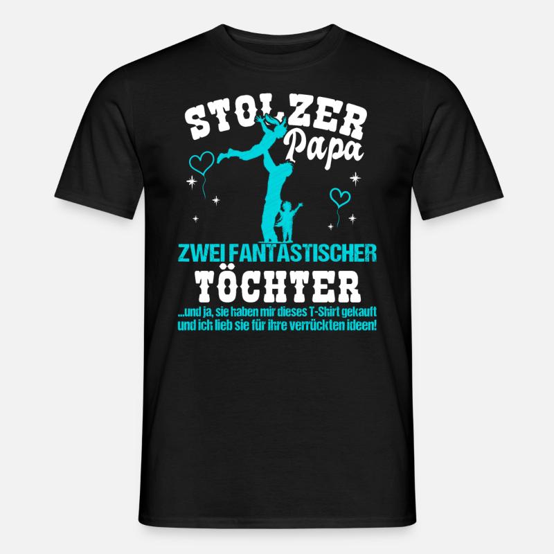 Herren Stolzer Papa zwei Töchter - Männer T-Shirt - Schwarz
