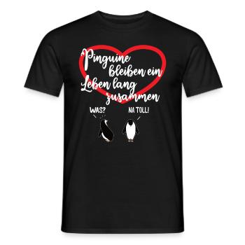 Lustiges Pinguin Pärchen - Männer T-Shirt - Schwarz - Vorne - AI Model Male 178 light (178cm)