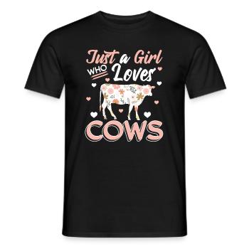 Just a Girl Who Loves Cows Farmer I Love Cows - Men's T-Shirt - black - Front - AI Model Male 178 light (178cm)