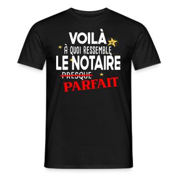 Notaire homme. Cadeau humour. Carrière droit - T-shirt homme - noir - Devant - AI Model Male 178 light (178cm)