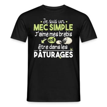 Brebis Mouton Laine Agneau Cadeau Ferme Agricole - T-shirt homme - noir - Devant - AI Model Male 178 light (178cm)