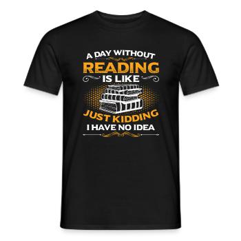 A Day Without Reading - Rat de lecture & Ver de bibliothèque - T-shirt homme - noir - Devant - AI Model Male 178 light (178cm)