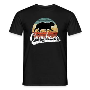 Capybara Capibara Rodent Water Pig Retro - Men's T-Shirt - black - Front - AI Model Male 178 light (178cm)