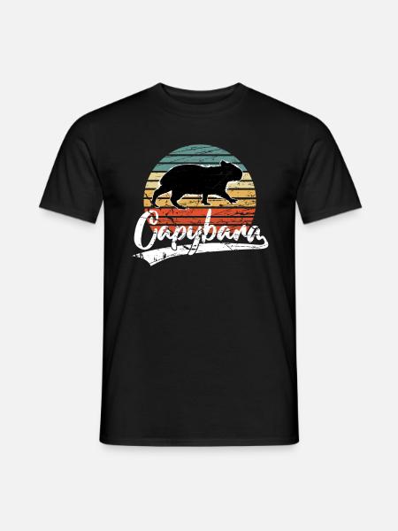 Capybara Capibara rongeur cochon d’eau rétro - T-shirt homme - noir