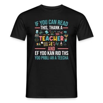 Vous Can Read This Thank A Teacher Drôle Professeur - T-shirt homme - noir - Devant - AI Model Male 178 light (178cm)