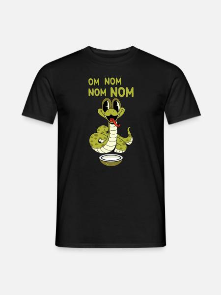 Om nom nom nom Fressende Schlange - Mænd T-shirt - sort