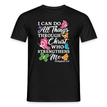 Do All Things Through Christ Religion Biblevers - T-shirt homme - noir - Devant - AI Model Male 178 light (178cm)