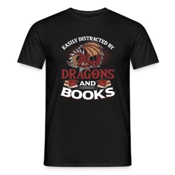 Dragons And Books Fantasy Amoureux du livre - T-shirt homme - noir - Devant - AI Model Male 178 light (178cm)