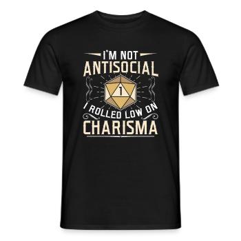 Not Antisocial I Rolled Low On Charisma RPG Gamer - Men's T-Shirt - black - Front - AI Model Male 178 light (178cm)
