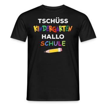 Einschulung ABC Tschüss Kindergarten Hallo Schule - Männer T-Shirt - Schwarz - Vorne - AI Model Male 178 light (178cm)