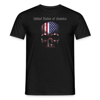 Tête de mort Amérique Drapeaux États-Unis Souvenir - T-shirt homme - noir - Devant - AI Model Male 178 light (178cm)