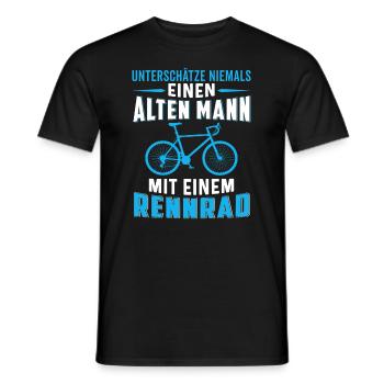 Alten mann mit einem Rennrad - Männer T-Shirt - Schwarz - Vorne - AI Model Male 178 light (178cm)