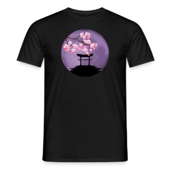 japonais fleur de cerisier Torri Torri lune violet - T-shirt homme - noir - Devant - AI Model Male 178 light (178cm)