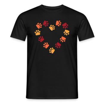 Grand cœur de pattes de chat - T-shirt homme - noir - Devant - AI Model Male 178 light (178cm)