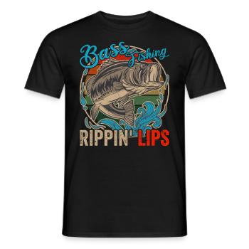 Bass Fisching Rippin Lips Lustige Angler - Männer T-Shirt - Schwarz - Vorne - AI Model Male 178 light (178cm)