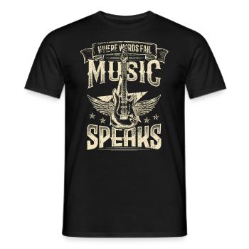 Music Speaks Hard Rock Music Rocker Band Guitare - T-shirt homme - noir - Devant - AI Model Male 178 light (178cm)