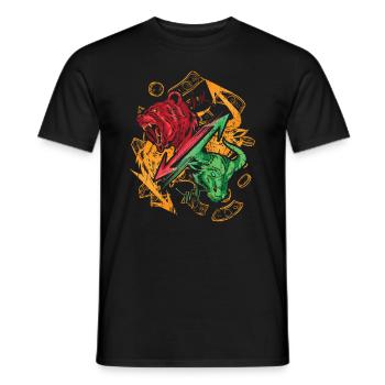 Shareholder Stock Market Bull and Bear Stock Exchange Shares - Men's T-Shirt - black - Front - AI Model Male 178 light (178cm)