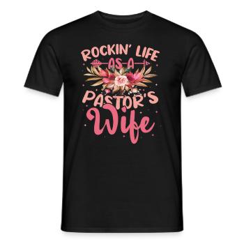 Church Christian Rockin Life As A Pastors Wife - Men's T-Shirt - black - Front - AI Model Male 178 light (178cm)