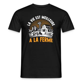 la vie est meilleure à la ferme - T-shirt homme - noir - Devant - AI Model Male 178 light (178cm)