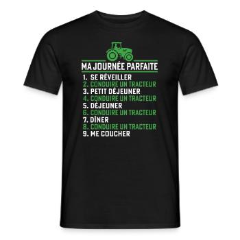 Ma journée parfaite conduire un tracteur - T-shirt homme - noir - Devant - AI Model Male 178 light (178cm)