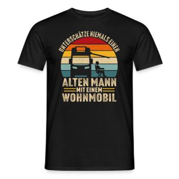 Alten Mann mit einem Wohnmobil - Männer T-Shirt - Schwarz - Vorne - AI Model Male 178 light (178cm)