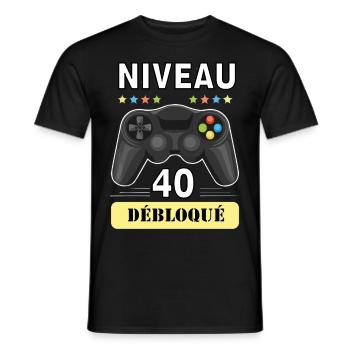 anniversaire 40 ans - T-shirt homme - noir - Devant - AI Model Male 178 light (178cm)