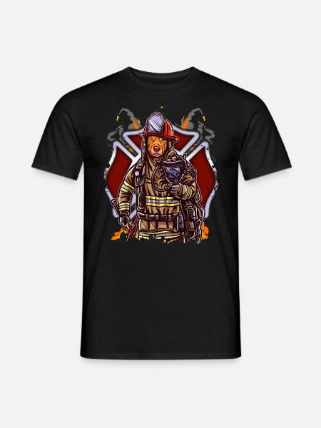 Funny Pitbull Firefighter Fireman - Men's T-Shirt - black