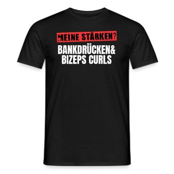 Fitness Spruch Bankdrücken Bizeps Curls Kraftsport - Männer T-Shirt - Schwarz - Vorne - AI Model Male 178 light (178cm)