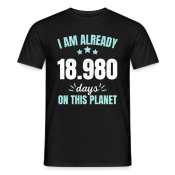 Déjà 18980 Jours sur cette planète 52ème anniversaire - T-shirt homme - noir - Devant - AI Model Male 178 light (178cm)