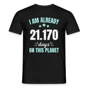 Déjà 21170 jours sur cette planète 58ème anniversaire - T-shirt homme - noir - Devant - AI Model Male 178 light (178cm)