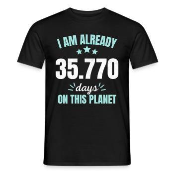Already 35770 Days On This Planet 98th Birthday - Men's T-Shirt - black - Front - AI Model Male 178 light (178cm)