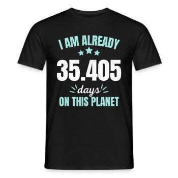 Already 35405 Days On This Planet 97th Birthday - Men's T-Shirt - black - Front - AI Model Male 178 light (178cm)