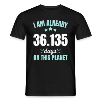 Déjà 36135 jours sur cette planète 99e anniversaire - T-shirt homme - noir - Devant - AI Model Male 178 light (178cm)