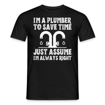 I am A Plumber To Save Time - Men's T-Shirt - black - Front - AI Model Male 178 light (178cm)
