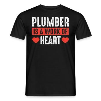 Plumber Is A Work Of Heart - Men's T-Shirt - black - Front - AI Model Male 178 light (178cm)