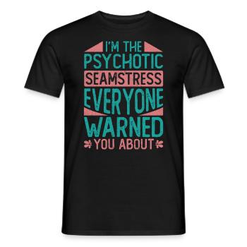 I at The Psychotic Seamstress - Men's T-Shirt - black - Front - AI Model Male 178 light (178cm)