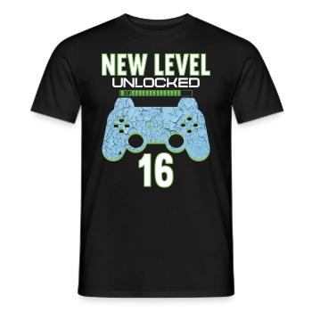 16 Years old 16 birthday outfit Gamer Gaming - Männer T-Shirt - Schwarz - Vorne - AI Model Male 178 light (178cm)