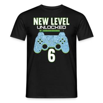 6 Years old 6 birthday outfit Gamer Gaming - Men's T-Shirt - black - Front - AI Model Male 178 light (178cm)