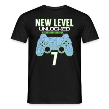 7 Years old 7 birthday outfit Gamer Gaming - Men's T-Shirt - black - Front - AI Model Male 178 light (178cm)