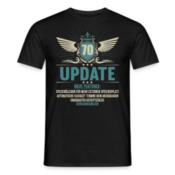 Update neue features 70 Jahre alt 70. Geburtstag - Männer T-Shirt - Schwarz - Vorne - AI Model Male 178 light (178cm)