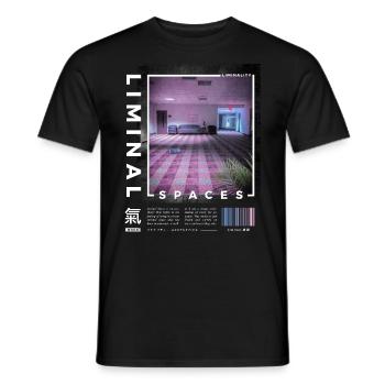 Liminal Spaces Retro 80s & 90s Aesthetic Vaporwave - Men's T-Shirt - black - Front - AI Model Male 178 light (178cm)