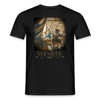 Jan Vermeer Die Malkunst Gemälde Coole Kunst - Männer T-Shirt - Schwarz - Vorne - AI Model Male 178 light (178cm)
