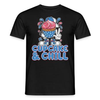 Cupcake And Chill Cupcake Character - Men's T-Shirt - black - Front - AI Model Male 178 light (178cm)