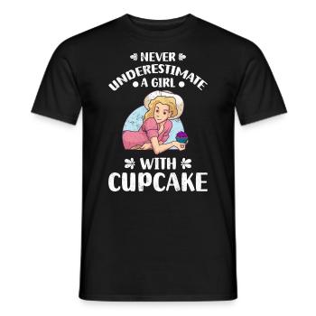Never Underestimate A Girl With Cupcake - Männer T-Shirt - Schwarz - Vorne - AI Model Male 178 light (178cm)