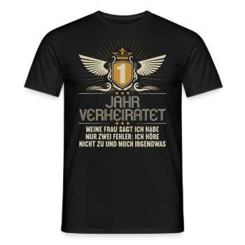 1 Jahr verheiratet nur 2 Fehler 1.Hochzeitstag - Männer T-Shirt - Schwarz - Vorne - AI Model Male 178 light (178cm)