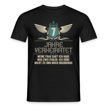 7 Jahre verheiratet nur 2 Fehler 7.Hochzeitstag - Männer T-Shirt - Schwarz - Vorne - AI Model Male 178 light (178cm)